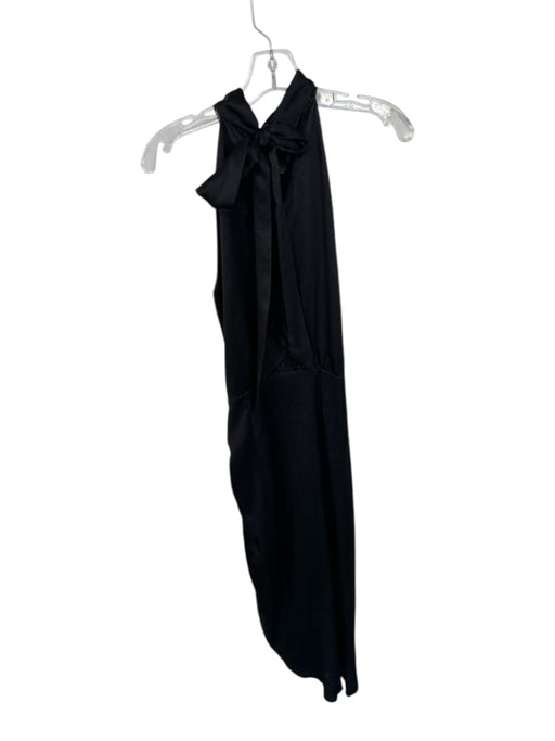 Veronica Beard Size 8 Black Cotton & Silk High Neck neck tie Crinkle Maxi Dress Black / 8