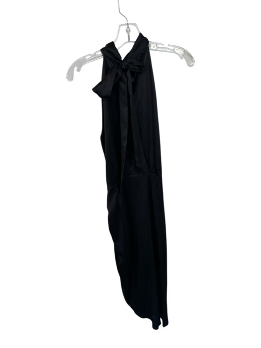Veronica Beard Size 8 Black Cotton & Silk High Neck neck tie Crinkle Maxi Dress Black / 8