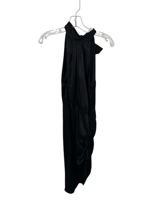 Veronica Beard Size 8 Black Cotton & Silk High Neck neck tie Crinkle Maxi Dress Black / 8