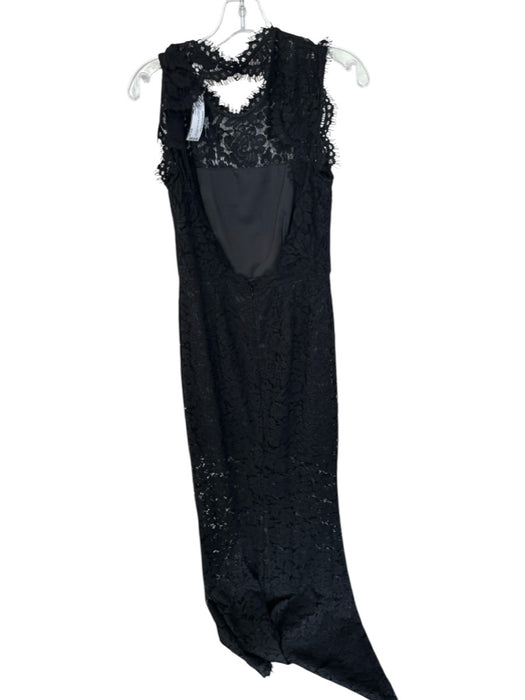 Rachel Zoe Size 8 Black Lace Cap Sleeve Back Zip Low Back Gown Black / 8