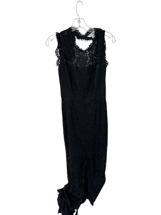 Rachel Zoe Size 8 Black Lace Cap Sleeve Back Zip Low Back Gown Black / 8