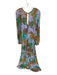 Farm Rio Size M Purple & Green Viscose Long Balloon Sleeve Fruit V Neck Dress Purple & Green / M