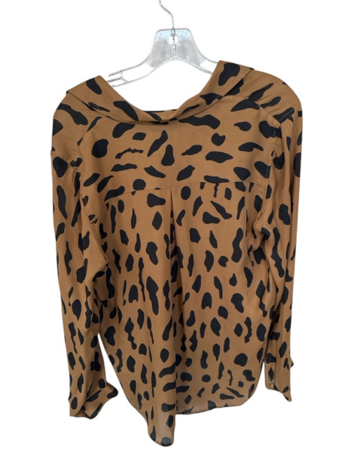 L'agence Size M Brown & Black Silk Long Sleeve Animal Print Button Down Top Brown & Black / M