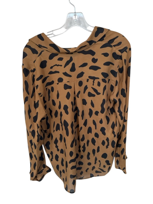 L'agence Size M Brown & Black Silk Long Sleeve Animal Print Button Down Top Brown & Black / M