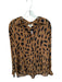 L'agence Size M Brown & Black Silk Long Sleeve Animal Print Button Down Top Brown & Black / M