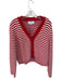 La Ligne Size L Red & White Cotton Long Sleeve Knit Button Down Cardigan Sweater Red & White / L