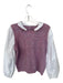 Tuckernuck Size L White & Purple Wool Blend Ruffle Collar Long Sleeve Sweater White & Purple / L