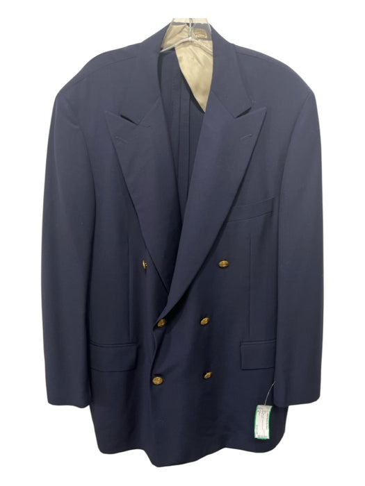 Paul Stuart Navy Wool Solid Double Breasted Men's Blazer 44