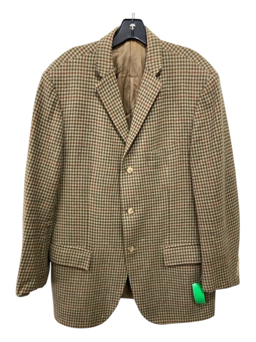 Polo Brown & Olive Wool & Cashmere Blend Plaid 3 button Men's Blazer 44