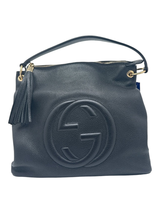 Gucci Black Leather Pebbled Logo Crossbody Strap Incl Hobo Bag Black / Large