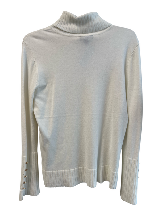 Tribal Size M Cream Rayon Blend Turtle Neck Knit Long Sleeve Button Detail Top Cream / M