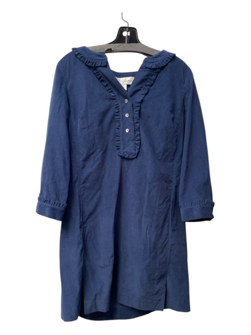 Sara Campbell Size M Navy Cotton Round Neck Half Button 3/4 Sleeve Dress Navy / M