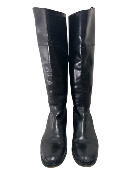 No Brand Shoe Size 37 Black Leather Back Zip Knee High Riding Boots Boots Black / 37