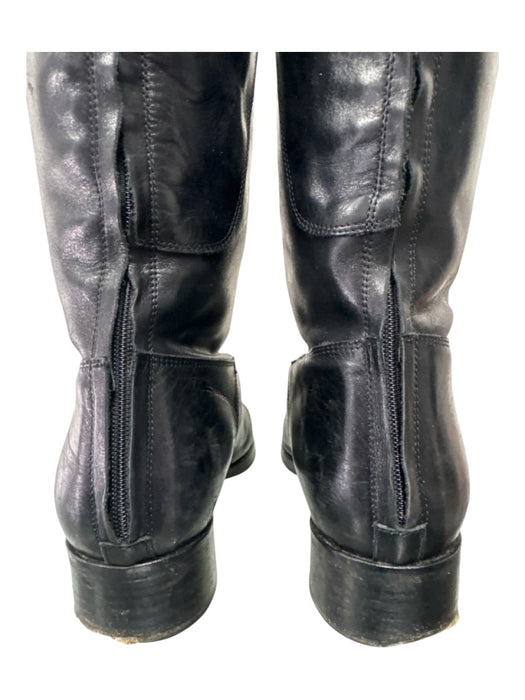 No Brand Shoe Size 37 Black Leather Back Zip Knee High Riding Boots Boots Black / 37