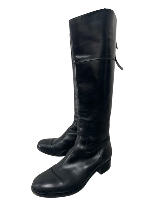 No Brand Shoe Size 37 Black Leather Back Zip Knee High Riding Boots Boots Black / 37