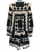Sea New York Size S Black & White Cotton Long Sleeve Quilted Detail Dress Black & White / S