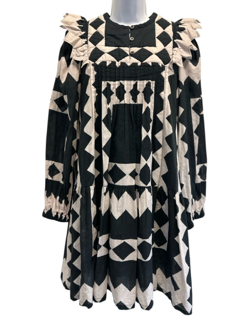 Sea New York Size S Black & White Cotton Long Sleeve Quilted Detail Dress Black & White / S