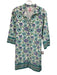 Victoria Dunn Size M White, Blue, Green Cotton Long Sleeve Buttons Floral Dress White, Blue, Green / M