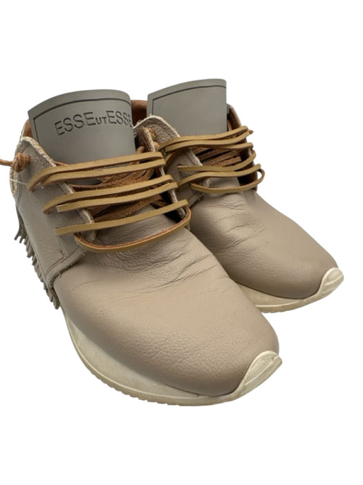 Esse Ut Esse Shoe Size est 38 Taupe & Brown Leather Lace Up Tassels Sneakers Taupe & Brown / est 38