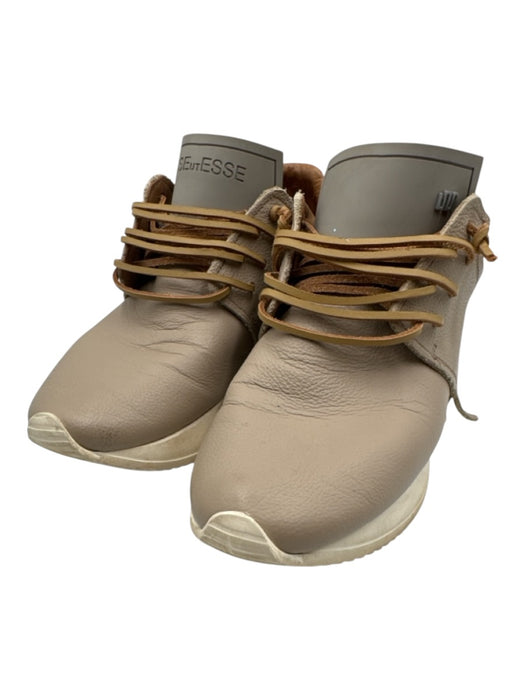 Esse Ut Esse Shoe Size est 38 Taupe & Brown Leather Lace Up Tassels Sneakers Taupe & Brown / est 38