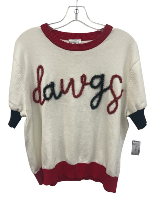 Queen of Sparkles Size M White, Red, Black Acrylic & Cotton Short Sleeve Top White, Red, Black / M