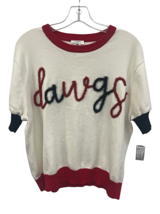Queen of Sparkles Size M White, Red, Black Acrylic & Cotton Short Sleeve Top White, Red, Black / M