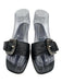 Donald J Pliner Shoe Size 9.5 Black Leather Buckle Grommet Kitten Heel Sandals Black / 9.5