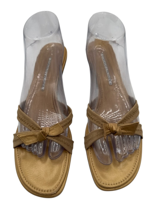 Donald J Pliner Shoe Size 10 Gold Leather Mule Bow Kitten Heel Sandals Gold / 10