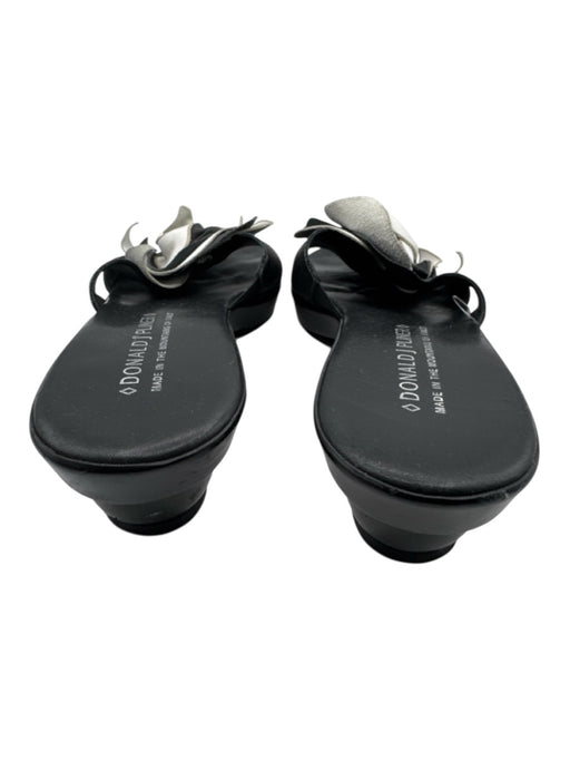 Donald J Pliner Shoe Size 9 Black & White Leather Upper 3D flower Mule Sandals Black & White / 9