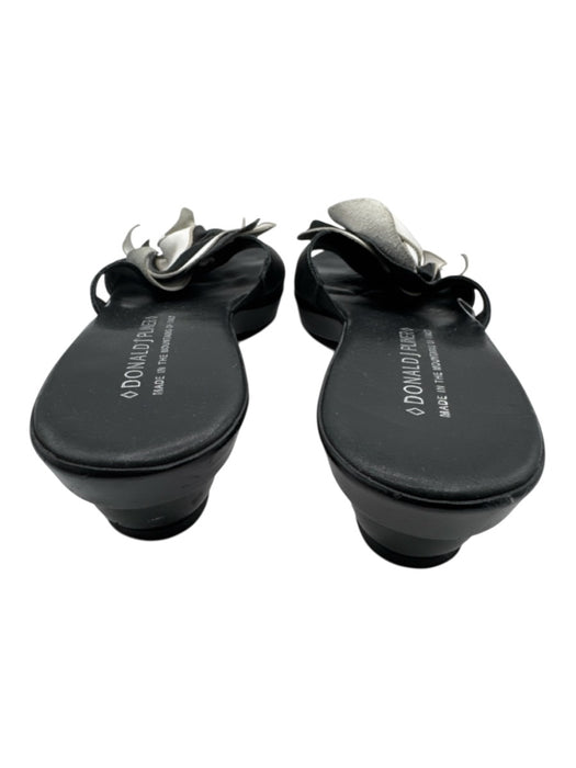 Donald J Pliner Shoe Size 9 Black & White Leather Upper 3D flower Mule Sandals Black & White / 9