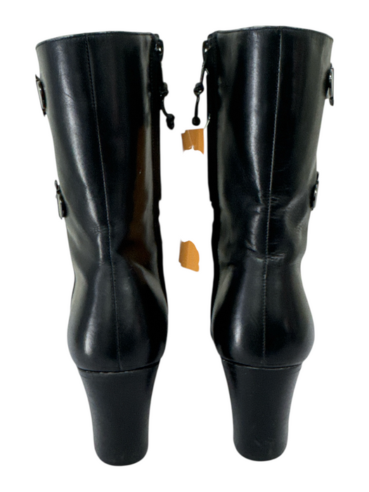 Salvatore Ferragamo Shoe Size 10 Black Leather Almond Toe Side Zip Booties Black / 10