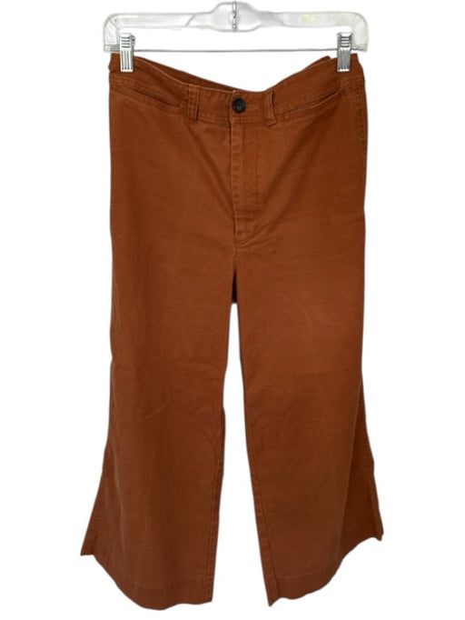 Madewell Size 29 Rust Cotton Blend Button Cropped Wide Leg Pants Rust / 29