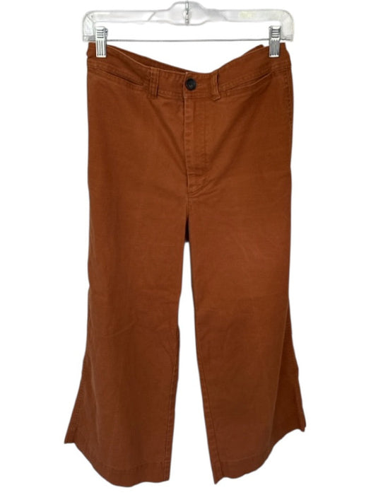Madewell Size 29 Rust Cotton Blend Button Cropped Wide Leg Pants Rust / 29
