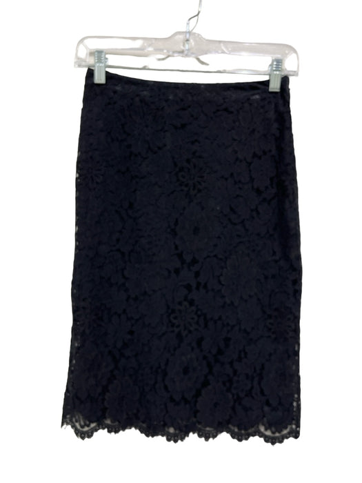 Brooks Brothers Size 2 Black Nylon Blend Lace Overlay Knee Length Side Zip Skirt Black / 2