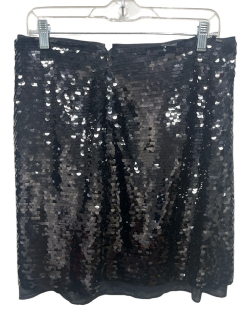 J Crew Size 8 Black Polyester Sequined Back Zip Skirt Black / 8