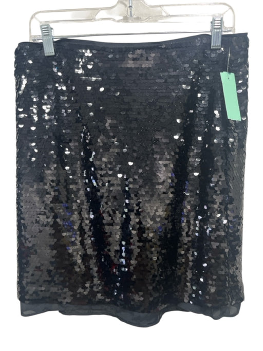 J Crew Size 8 Black Polyester Sequined Back Zip Skirt Black / 8