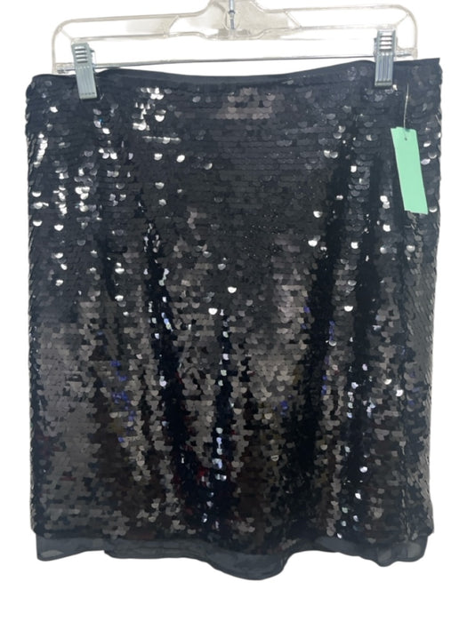 J Crew Size 8 Black Polyester Sequined Back Zip Skirt Black / 8