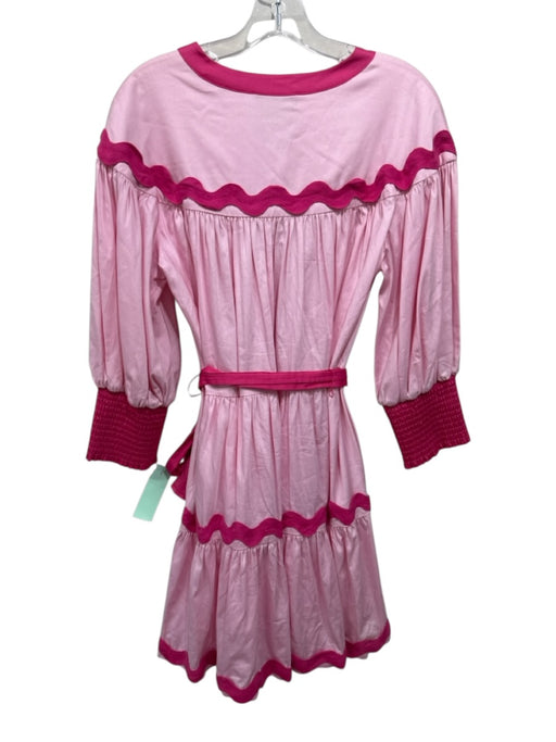Alden Adair Size S Pink Cotton Half Button 3/4 Sleeve Dress Pink / S