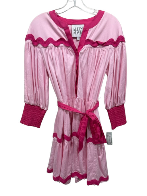 Alden Adair Size S Pink Cotton Half Button 3/4 Sleeve Dress Pink / S