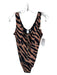 Artesands Size 12 Beige & Black Nylon Blend Cheetah Print Zip Front Swimsuit Beige & Black / 12