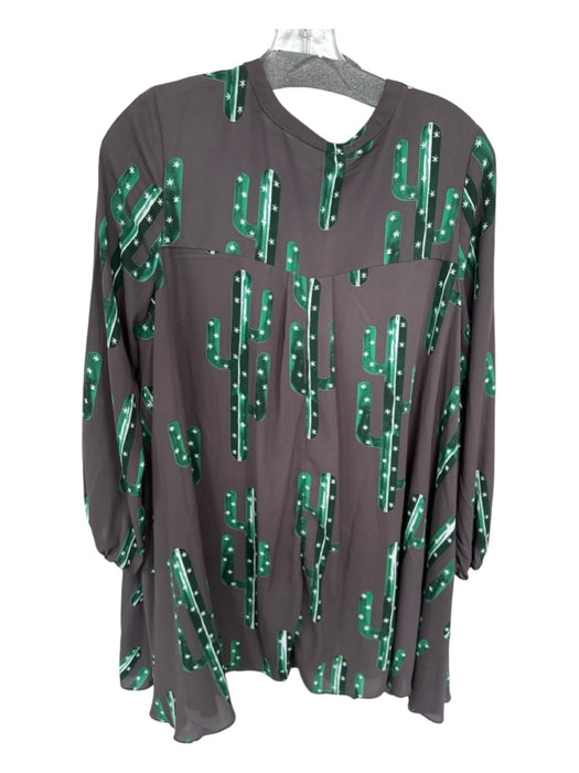 Izzy & Lola Size M Green & Gray Polyester Long Sleeve Cacti Dress Green & Gray / M