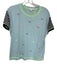 Lisa Todd Size M Light Blue 100% Cotton Striped Sleeves Embroidered Top Light Blue / M