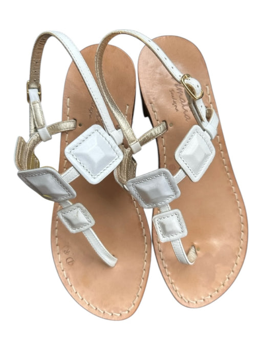 Amali Shoe Size 37 Tan & White Geometric Heel Sandals Tan & White / 37
