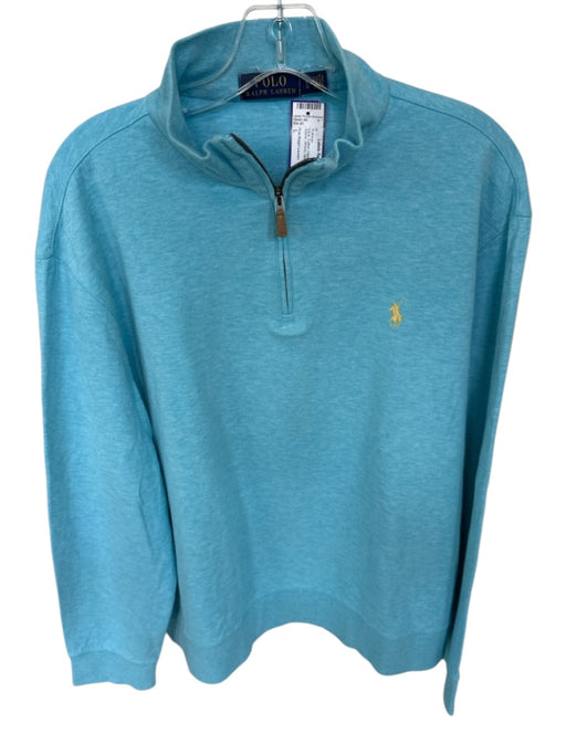 Polo Ralph Lauren Aqua Cotton Heathered Half Zip Long Sleeve Men's Pullover Aqua / L