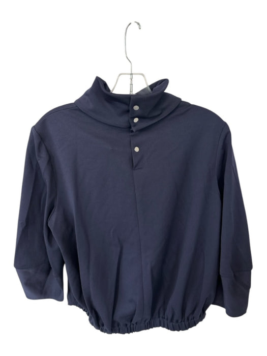 Tibi Size S Navy Polymide Blend Turtle Neck 3/4 Sleeve Sinch Detail Cropped Top Navy / S
