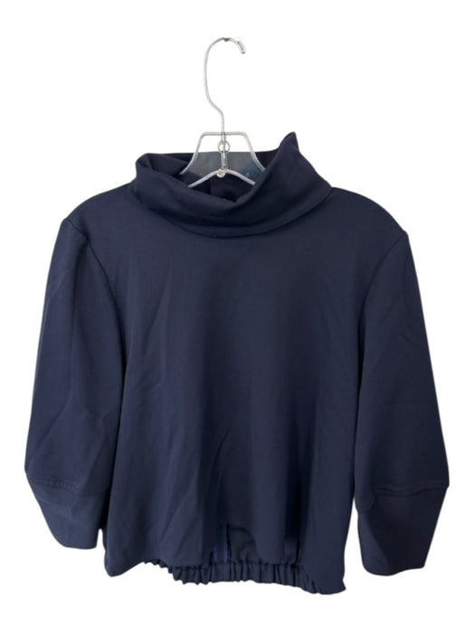 Tibi Size S Navy Polymide Blend Turtle Neck 3/4 Sleeve Sinch Detail Cropped Top Navy / S
