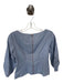 Tibi Size 4 Slate Blue Cotton 3/4 Balloon Sleeve Zip Back Boat Neck Top Slate Blue / 4