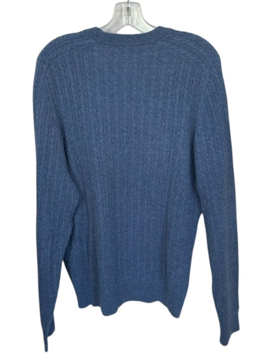 Nieman Marcus Size L Slate Blue Cashmere Rib Knit Round Neck Long Sleeve Sweater Slate Blue / L