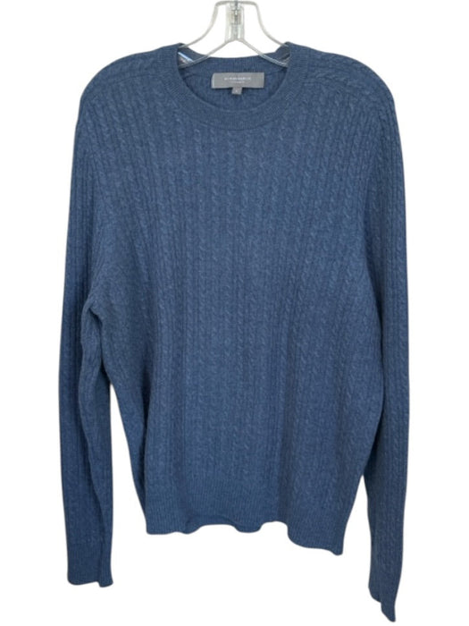 Nieman Marcus Size L Slate Blue Cashmere Rib Knit Round Neck Long Sleeve Sweater Slate Blue / L