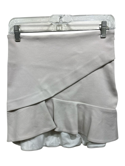 IRO Size 34 Beige Cotton Blend Side Zip Assymetric Ruffle Hem Mini Skirt Beige / 34